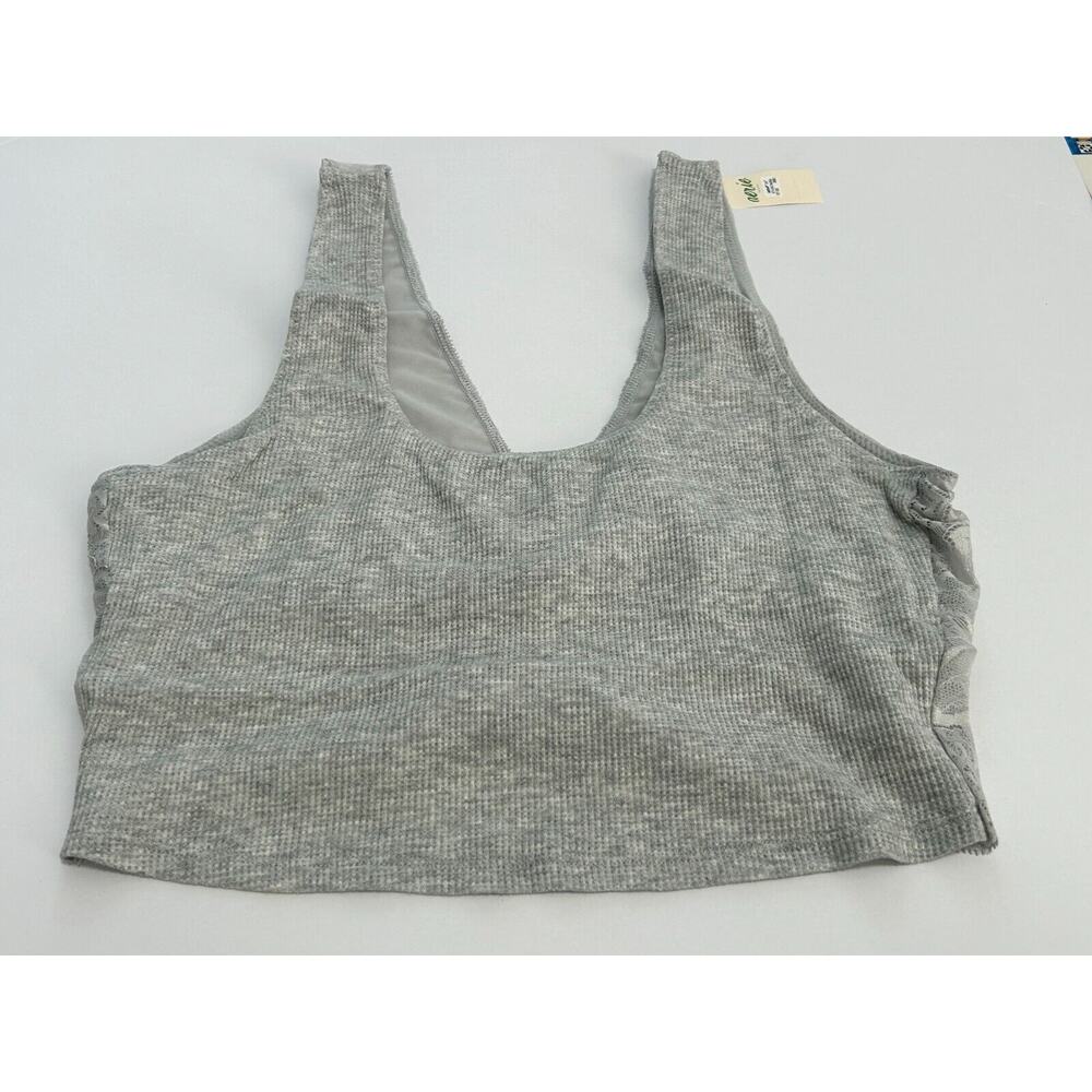 Aerie Women's Gray Stretch Holiday Best Lace Waffle Longline Bralette Bra Size M